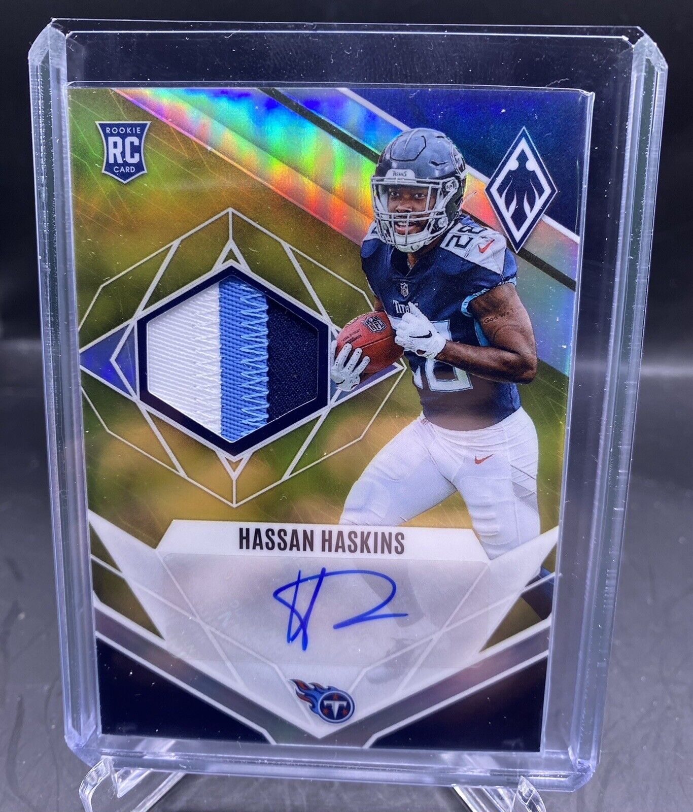 Hassan Haskins 2022 Panini Phoenix Gold RPA Rookie Patch Auto /50 - Titans RC