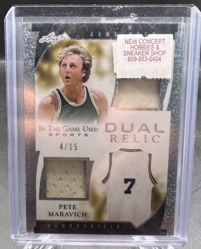 2022 Leaf In The Game Used Pete Maravich Larry Bird Jersey /40 Boston Celtics