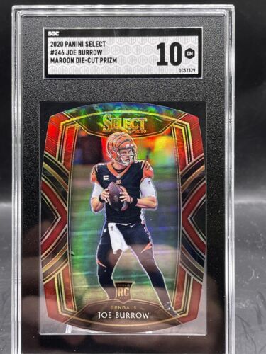 2020 Panini Select Maroon Die Cut Club Level #246 Joe Burrow RC Gem Mint SGC 10