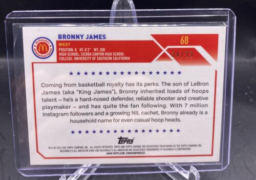 Bronny James: 2023 Topps Chrome All-Am Blue Mini-Diamonds /99!