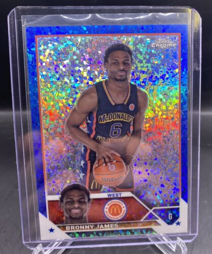 Bronny James: 2023 Topps Chrome All-Am Blue Mini-Diamonds /99!