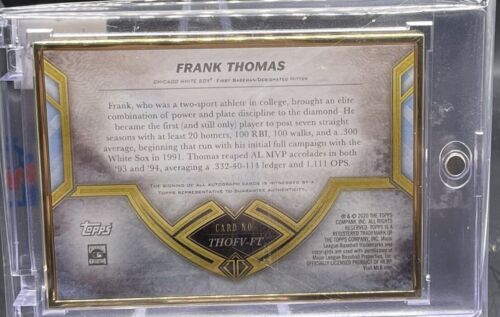 2020 Frank Thomas Topps Transcendent Hall of Fame #'d /25 on card auto! BIG HURT