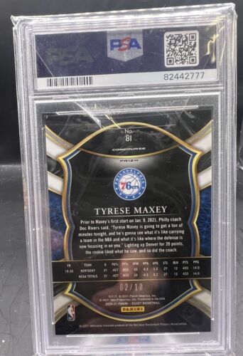 2020 PANINI SELECT GOLD DISCO PRIZM #280 TYRESE MAXEY RC /10 PSA 10! SIXERS!