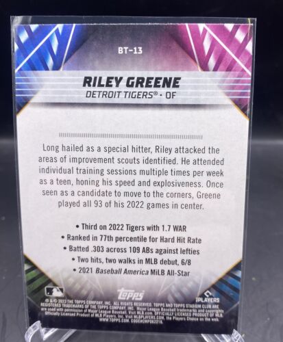 2023 Topps Stadium Club Riley Greene Beam Team Rc Case Hit Sp Rare! TIGERS!