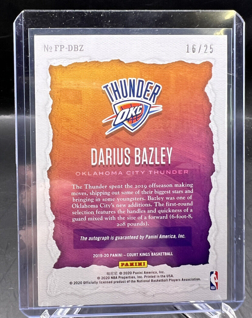 2019-20 Panini Court Kings Fresh Paint Sapphire /25 Darius Bazley Rookie Auto RC