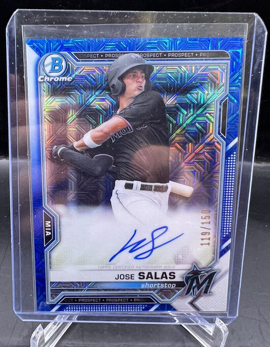 2021 Bowman Chrome Jose Salas Prospect Blue Refractor Auto #/150 Marlins