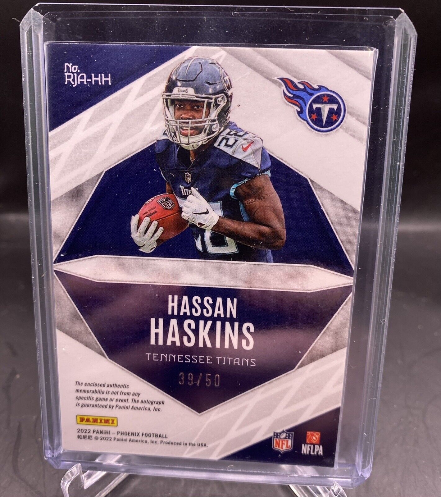 Hassan Haskins 2022 Panini Phoenix Gold RPA Rookie Patch Auto /50 - Titans RC