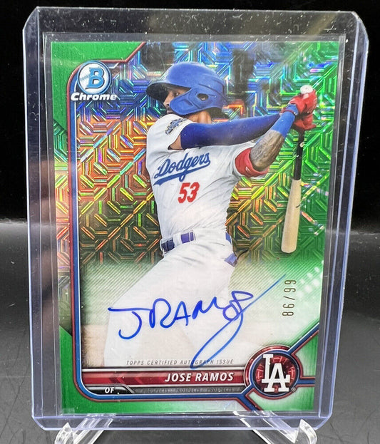 2022 Bowman Chrome Autograph Green  Jose Ramos Los Angeles Dodgers /99