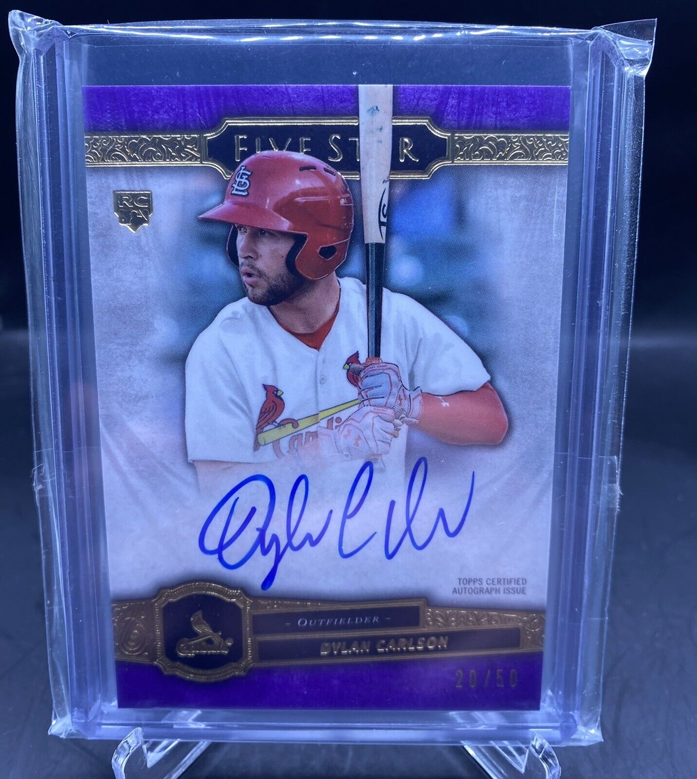 2022 Topps Five Star Baseball Dylan Carlson Purple Auto /50 FSA-DCM