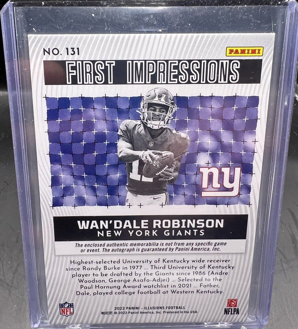 2022 Panini Illusions Wan'Dale Robinson AUTO Jersey PATCH RC RPA #/25 NY Giants!