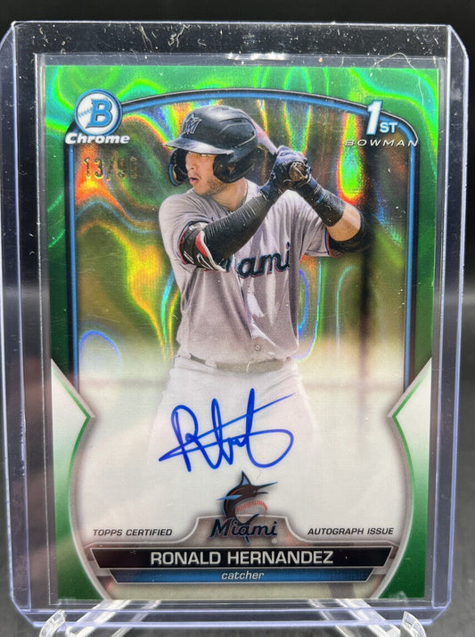 2023 Bowman Chrome Auto Autograph GREEN REFRACTOR LAVA RONALD HERNANDEZ /99