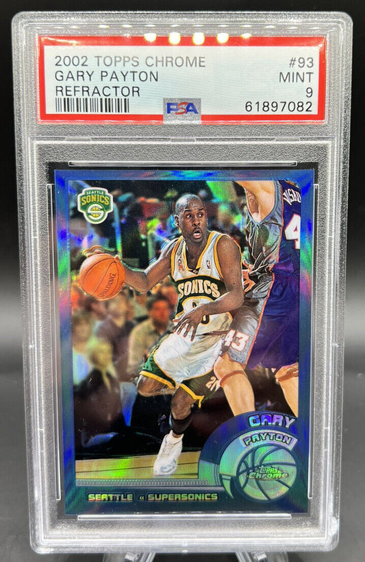 2002-03 Topps Chrome Gary Payton Refractor #93 PSA 9 Supersonics!!! HOF!!!