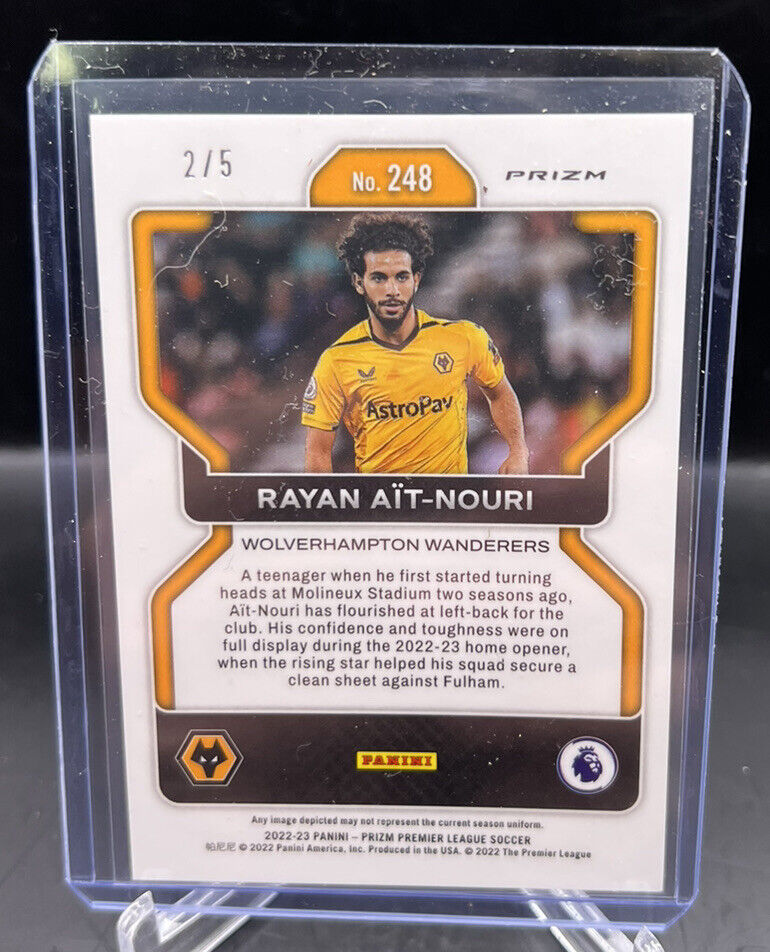 2022-23 Panini Prizm EPL Wolverhampton Rayan Ait-Nouri Green #'d 2/5 SSP!!