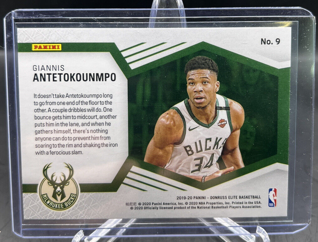 Giannis Antetokounmpo 2019-20 Donruss Elite SPELLBOUND "E" Insert Card (no.9)