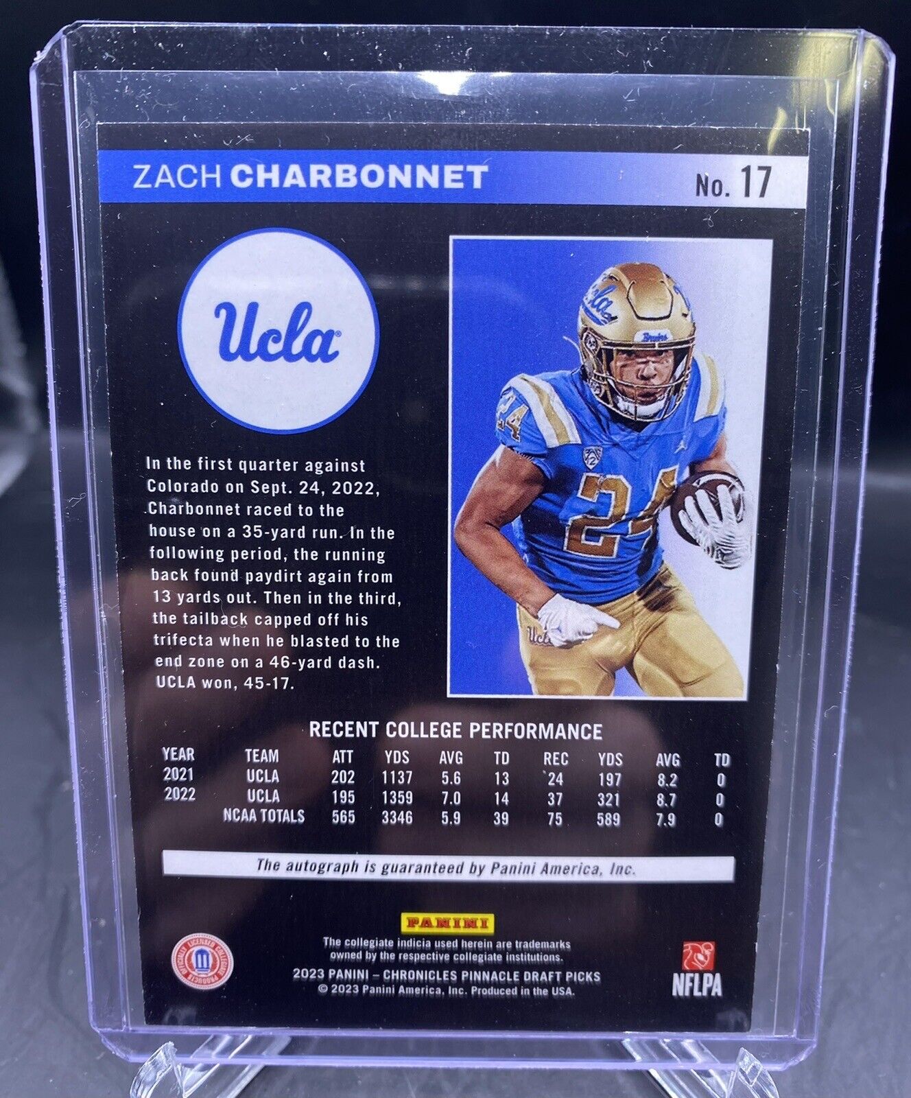 ZACH CHARBONNET 2023 Panini Chronicles Pinnacle # 17 RC Rookie Auto Black /99